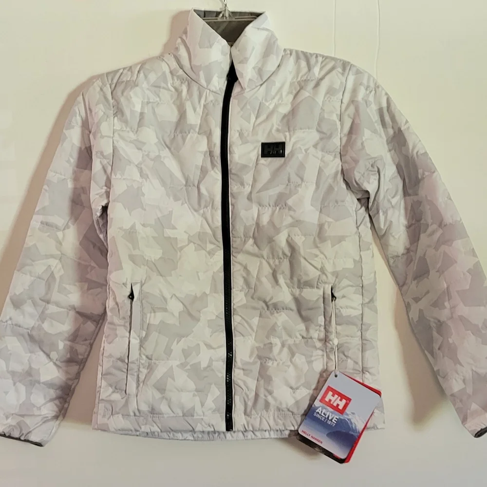 Helly Hansen Jr LifaLoft Insulated Jacket Packable Grey Camo Gorpcore Outdoor